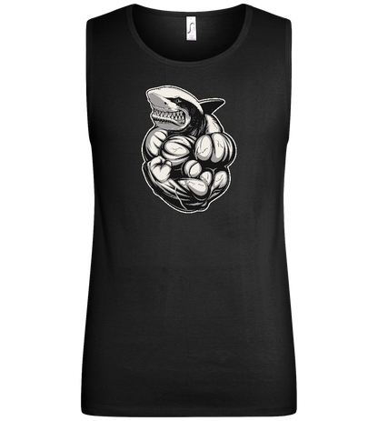 Flexing Shark Design - Basic men's tank top_DEEP BLACK_front