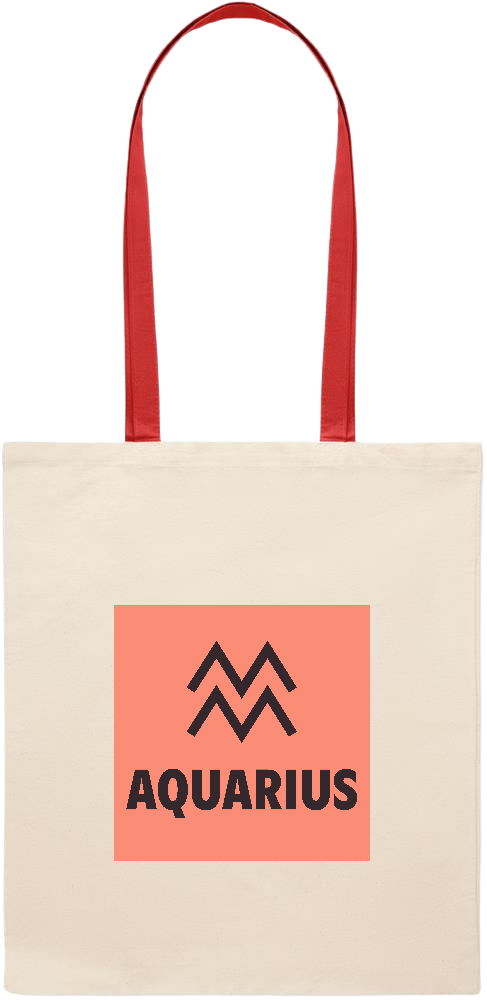 Aquarius Zodiac Sign Design - Essential colored handle tote bag_RED_front