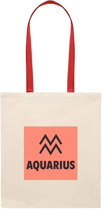 Aquarius Zodiac Sign Design - Essential colored handle tote bag_RED_front