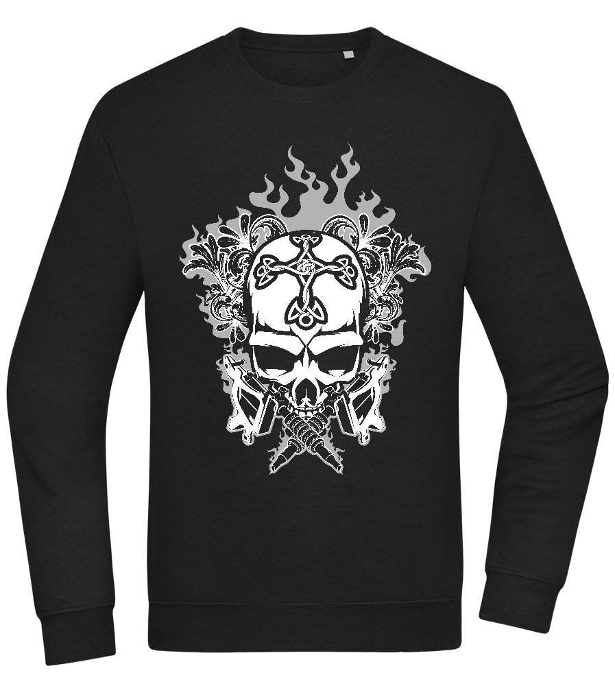 Skull With Flames Design - Comfort Essential Unisex Sweater_BLACK_front