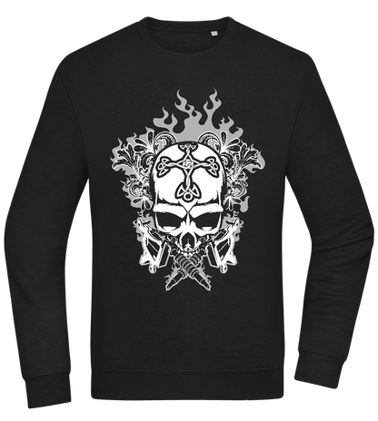 Skull With Flames Design - Comfort Essential Unisex Sweater_BLACK_front