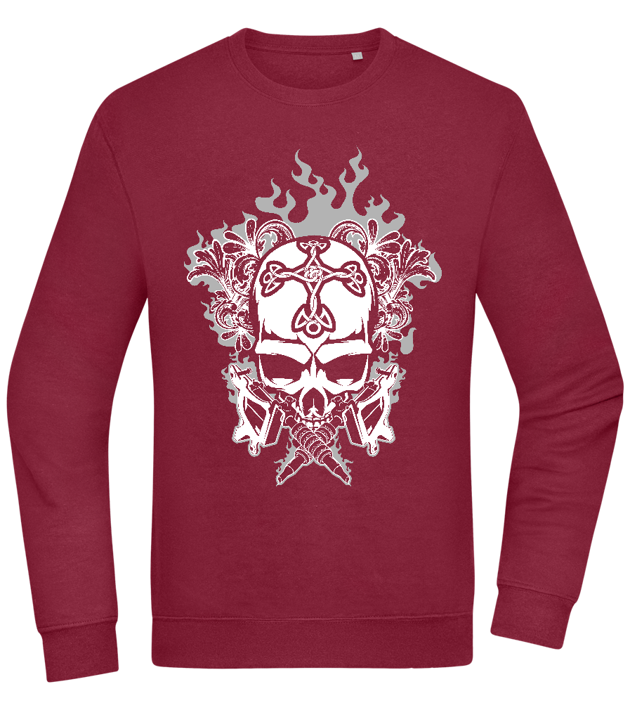 Skull With Flames Design - Comfort Essential Unisex Sweater_BORDEAUX_front