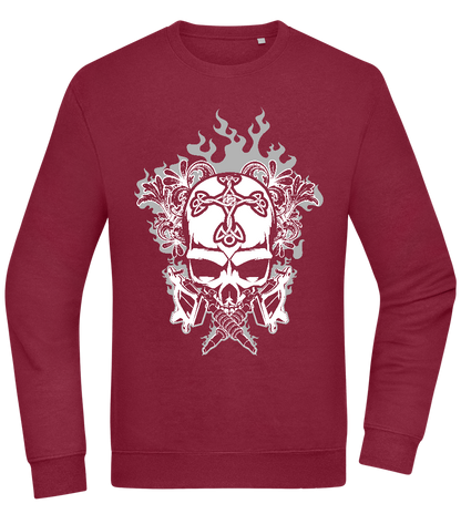 Skull With Flames Design - Comfort Essential Unisex Sweater_BORDEAUX_front