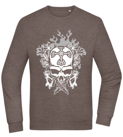 Skull With Flames Design - Comfort Essential Unisex Sweater_CHARCOAL CHIN_front