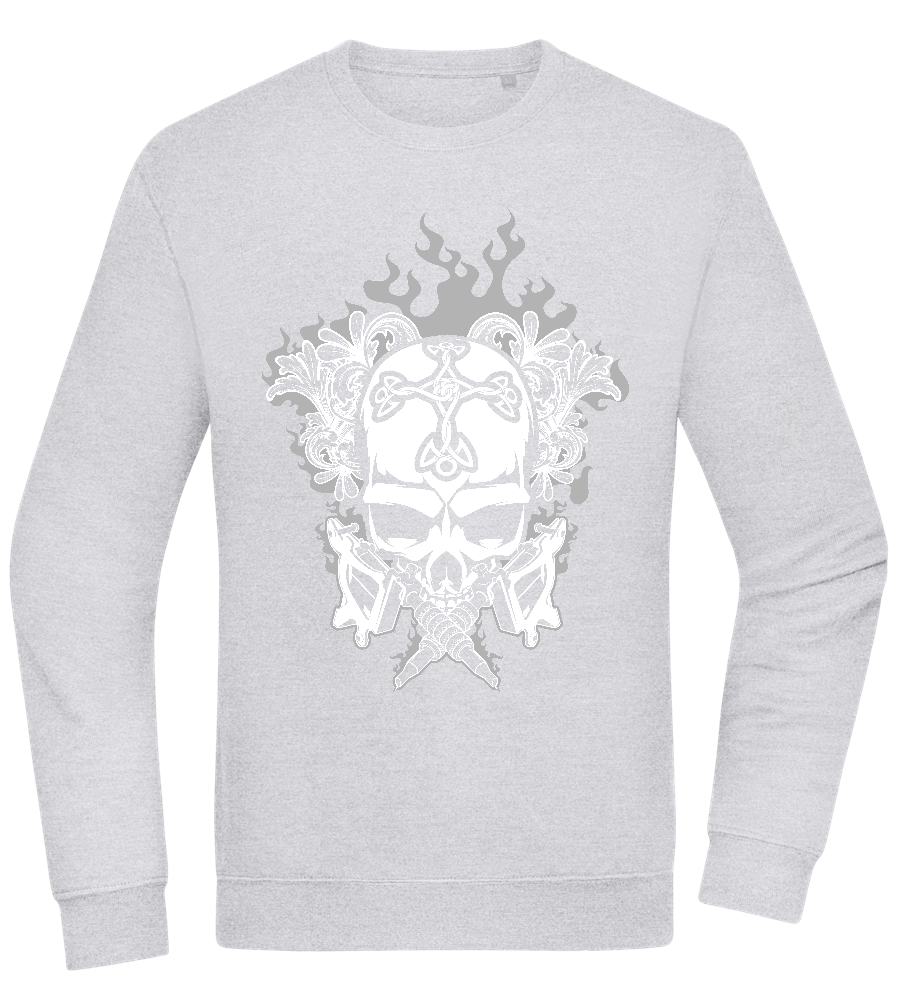 Skull With Flames Design - Comfort Essential Unisex Sweater_ORION GREY II_front