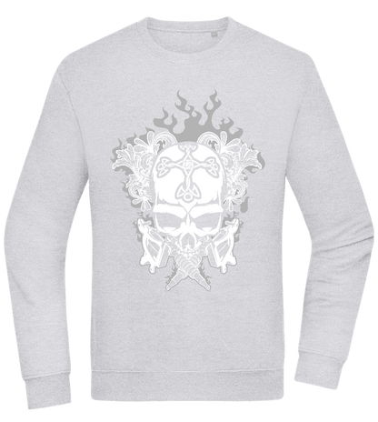 Skull With Flames Design - Comfort Essential Unisex Sweater_ORION GREY II_front