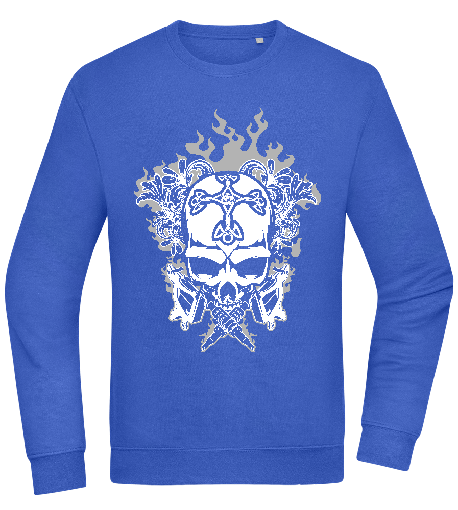 Skull With Flames Design - Comfort Essential Unisex Sweater_ROYAL_front