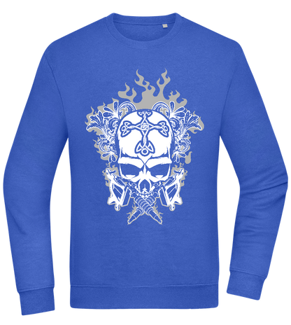 Skull With Flames Design - Comfort Essential Unisex Sweater_ROYAL_front