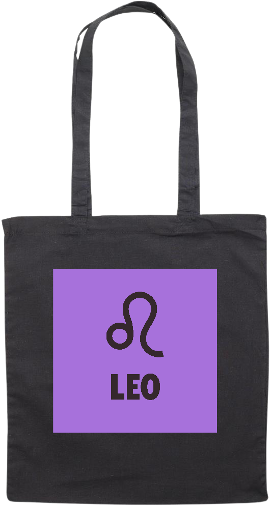 Zodiac Leo Design - Premium colored cotton tote bag_BLACK_front