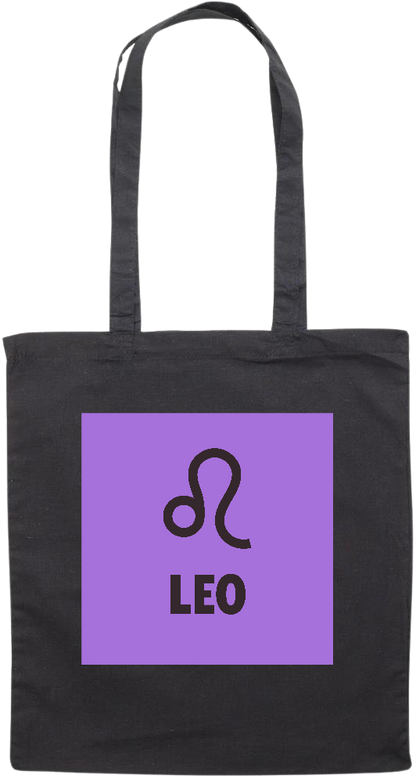 Zodiac Leo Design - Premium colored cotton tote bag_BLACK_front