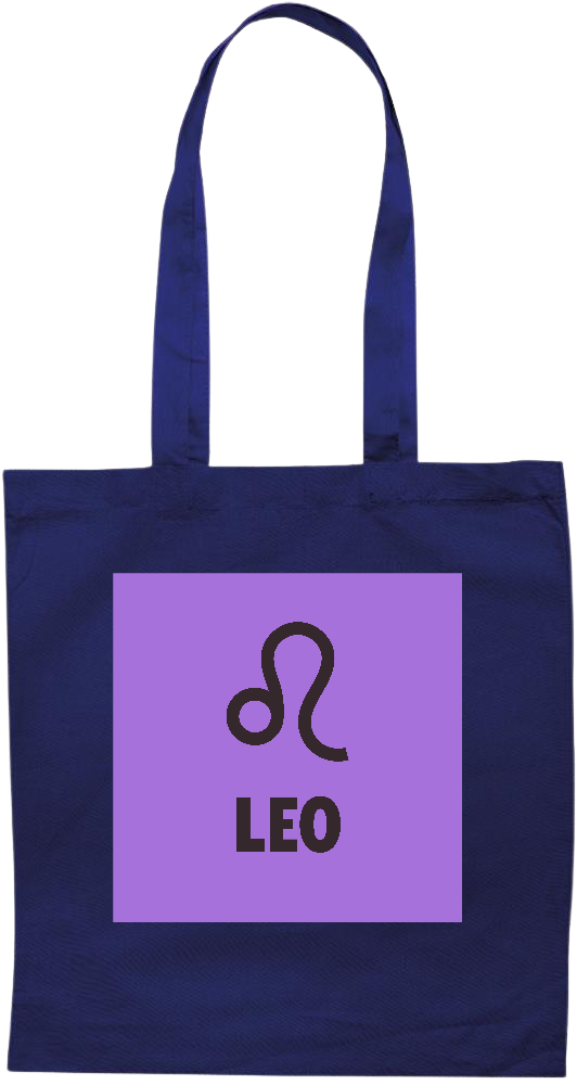 Zodiac Leo Design - Premium colored cotton tote bag_BLUE_front