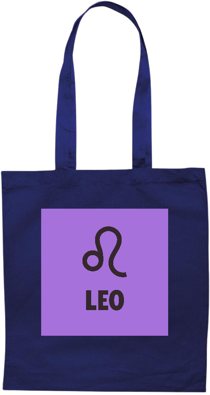 Zodiac Leo Design - Premium colored cotton tote bag_BLUE_front