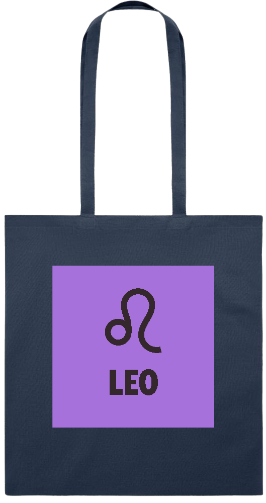 Zodiac Leo Design - Premium colored cotton tote bag_FRENCH NAVY_front