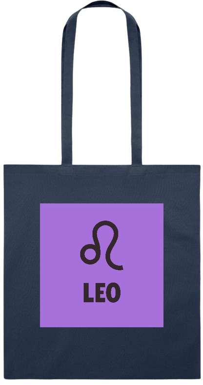 Zodiac Leo Design - Premium colored cotton tote bag_FRENCH NAVY_front