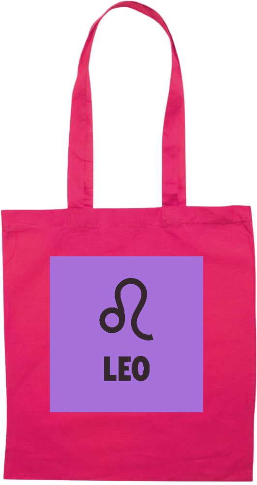 Zodiac Leo Design - Premium colored cotton tote bag_FUCHSIA_front