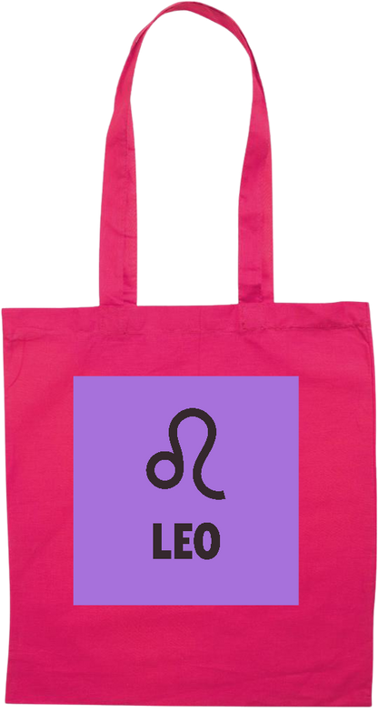 Zodiac Leo Design - Premium colored cotton tote bag_FUCHSIA_front