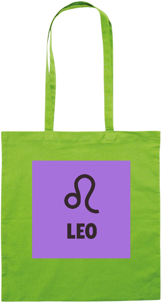 Zodiac Leo Design - Premium colored cotton tote bag_LIME_front