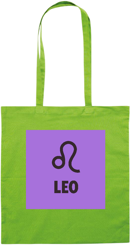 Zodiac Leo Design - Premium colored cotton tote bag_LIME_front