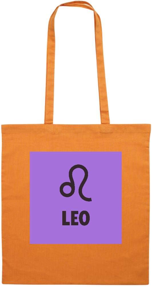 Zodiac Leo Design - Premium colored cotton tote bag_ORANGE_front