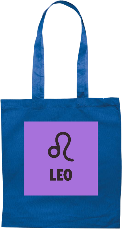 Zodiac Leo Design - Premium colored cotton tote bag_ROYAL BLUE_front