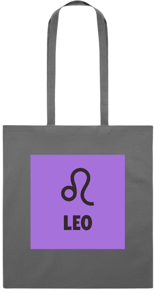 Zodiac Leo Design - Premium colored cotton tote bag_STONE GREY_front