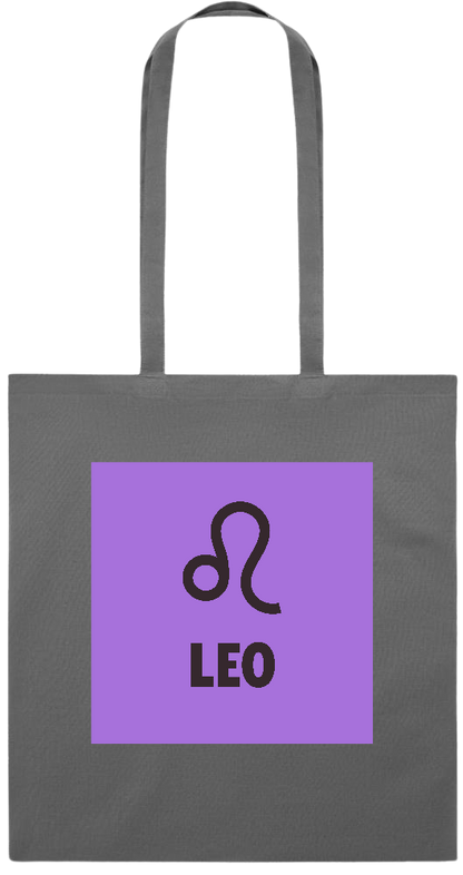 Zodiac Leo Design - Premium colored cotton tote bag_STONE GREY_front