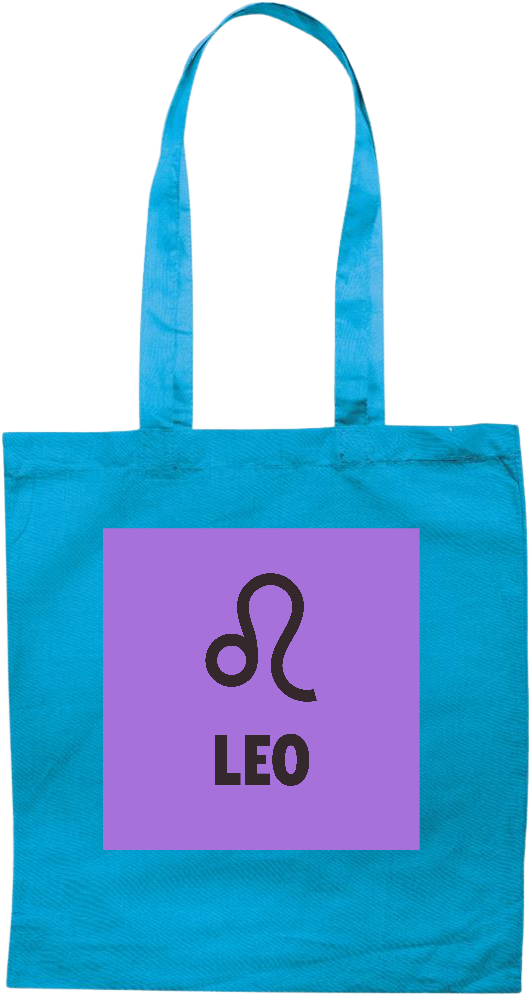 Zodiac Leo Design - Premium colored cotton tote bag_TURQUOISE_front