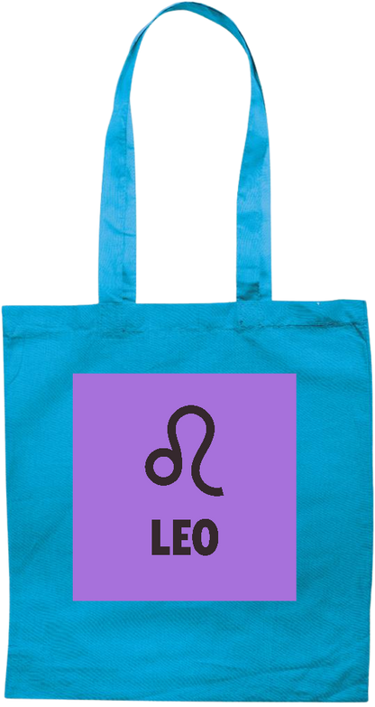 Zodiac Leo Design - Premium colored cotton tote bag_TURQUOISE_front