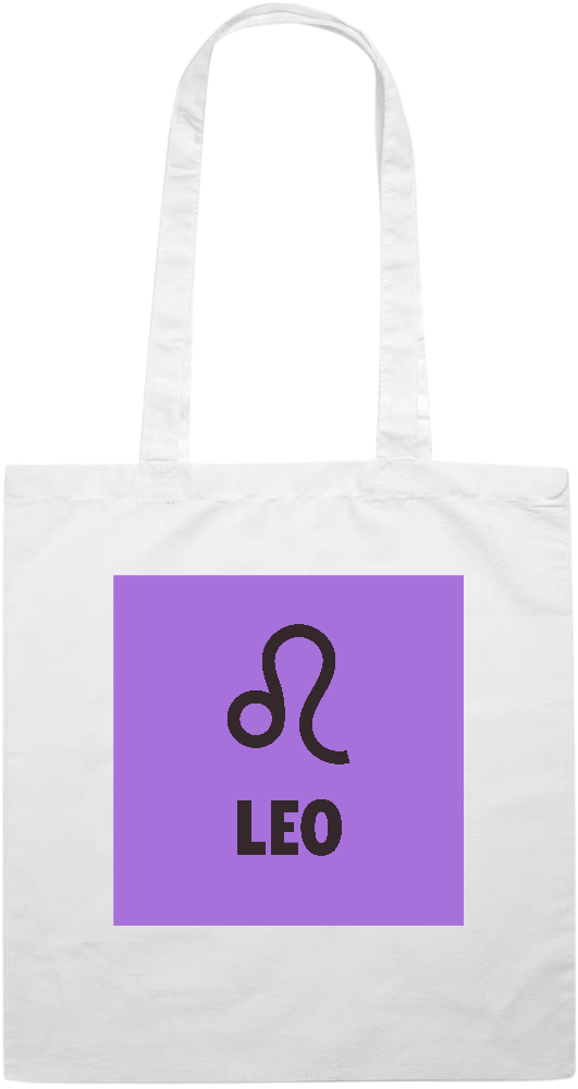 Zodiac Leo Design - Premium colored cotton tote bag_WHITE_front