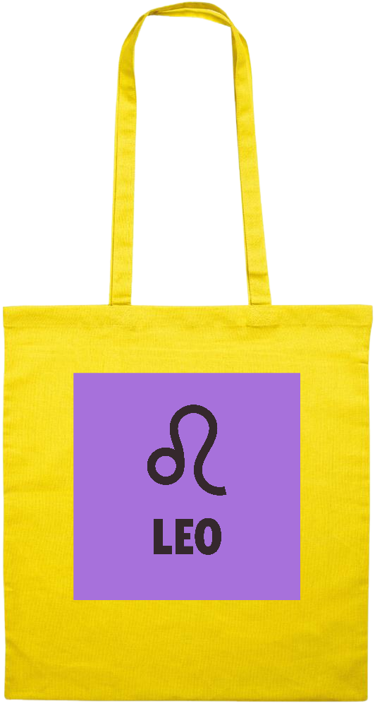 Zodiac Leo Design - Premium colored cotton tote bag_YELLOW_front