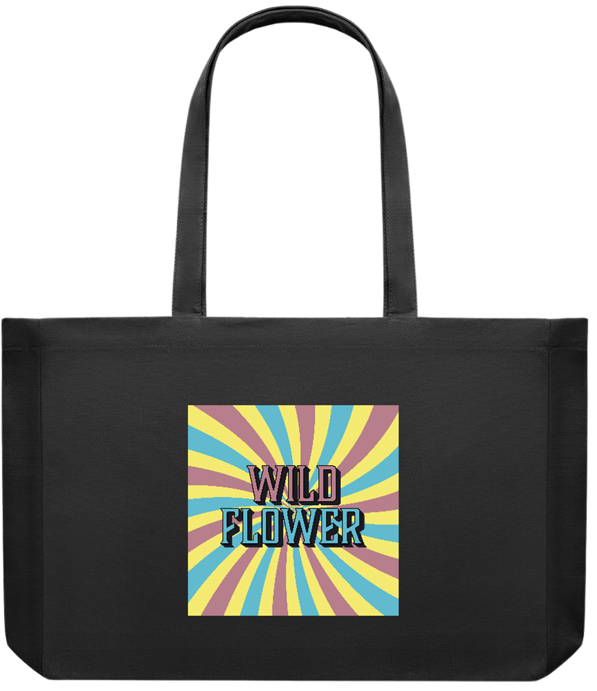 Wild Flower Design - Premium large recycled shopping tote bag_BLACK_front