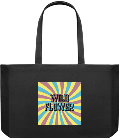 Wild Flower Design - Premium large recycled shopping tote bag_BLACK_front