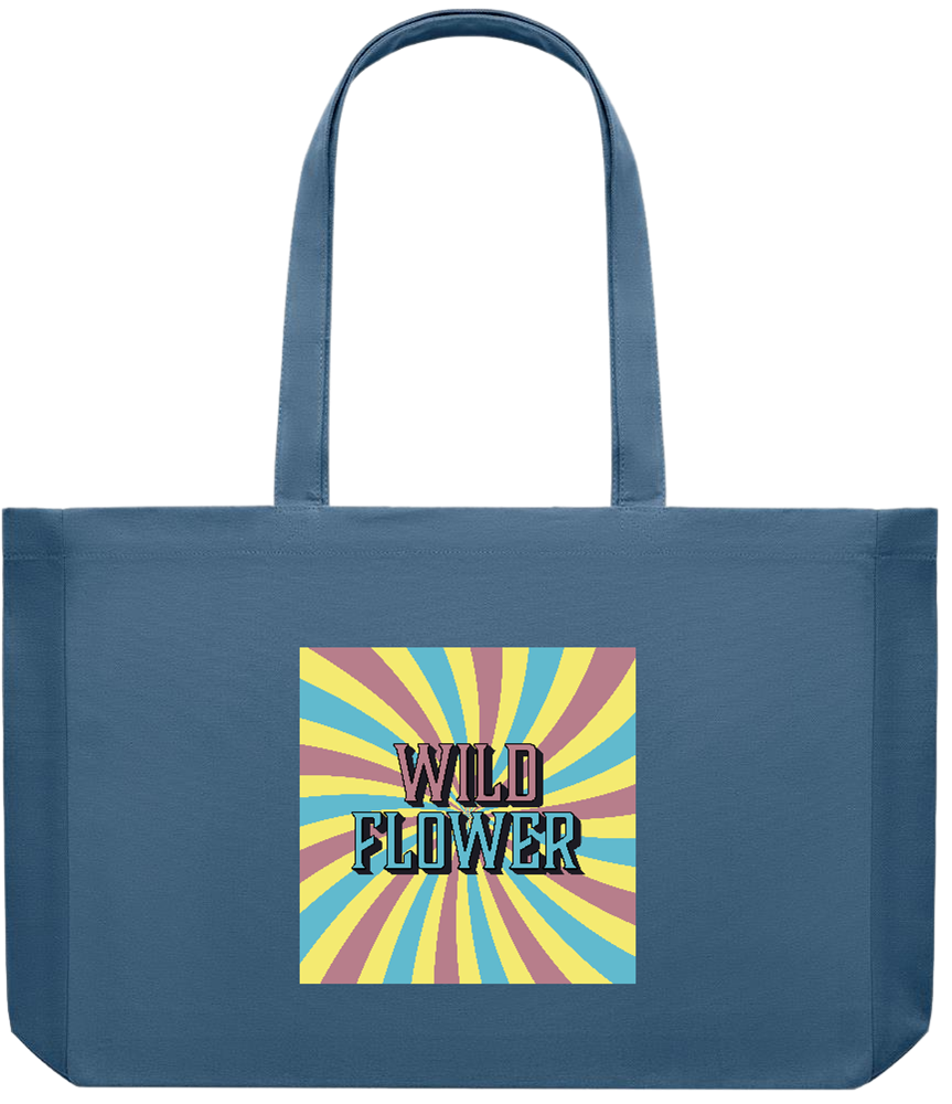 Wild Flower Design - Premium large recycled shopping tote bag_BLUE_front