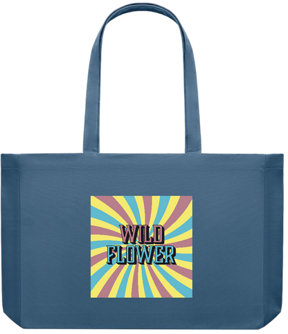 Wild Flower Design - Premium large recycled shopping tote bag_BLUE_front