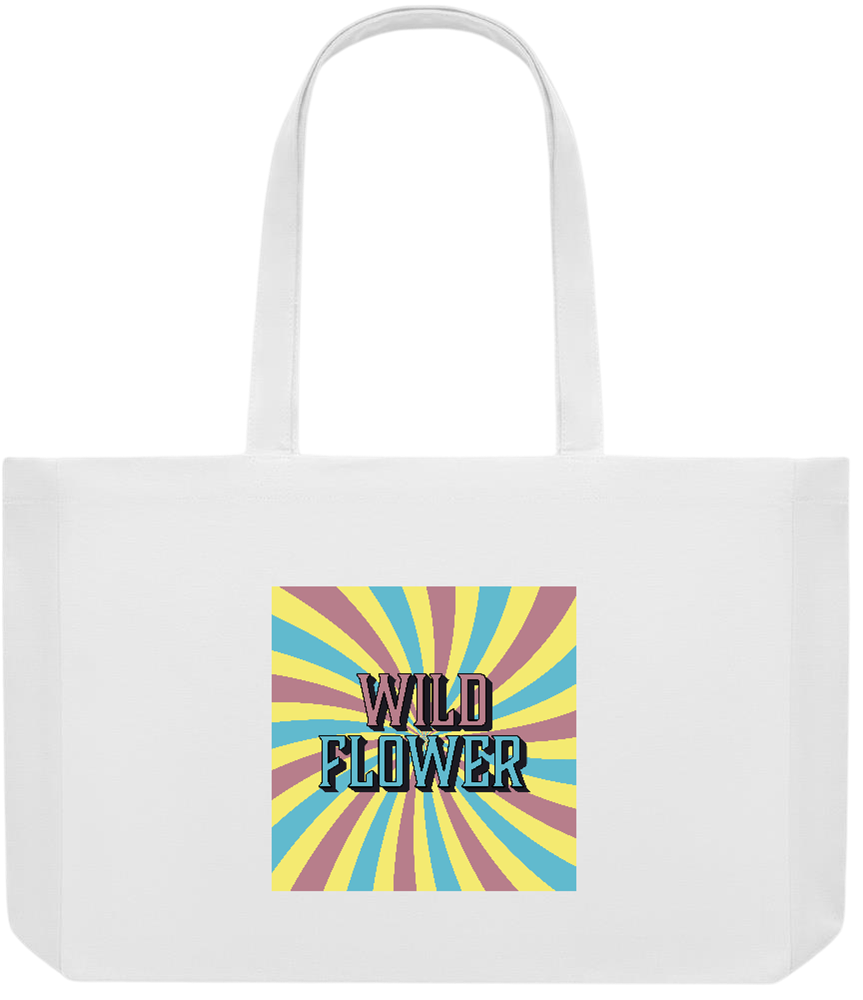 Wild Flower Design - Premium large recycled shopping tote bag_WHITE_front