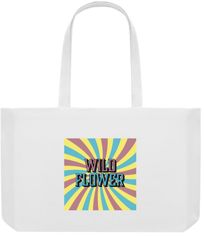 Wild Flower Design - Premium large recycled shopping tote bag_WHITE_front