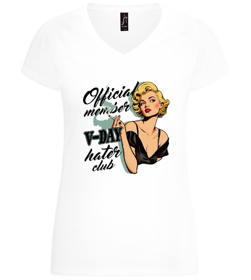 V Day Hater Club Design - Basic women's v-neck t-shirt_WHITE_front