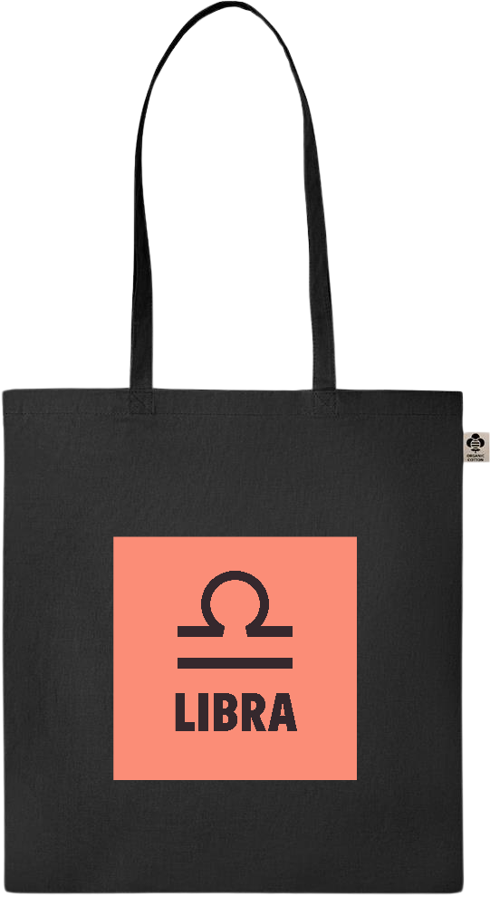 Zodiac Libra Design - Essential colored organic cotton tote bag_BLACK_front