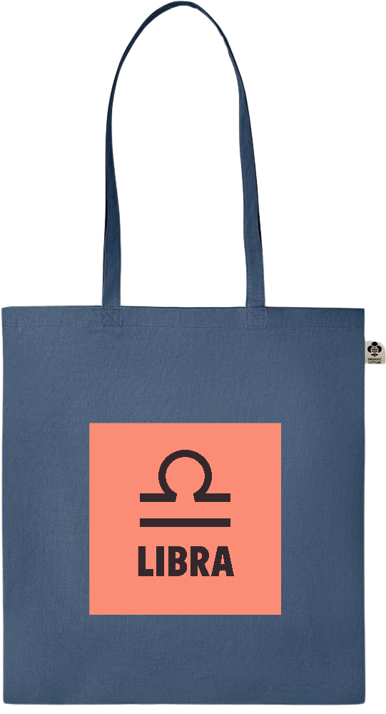 Zodiac Libra Design - Essential colored organic cotton tote bag_BLUE_front