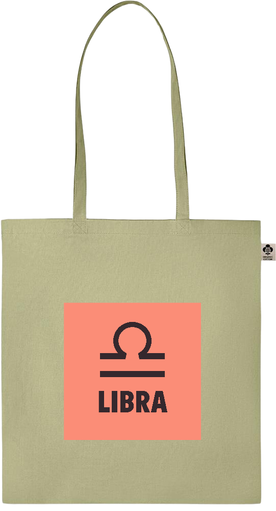 Zodiac Libra Design - Essential colored organic cotton tote bag_GREEN_front