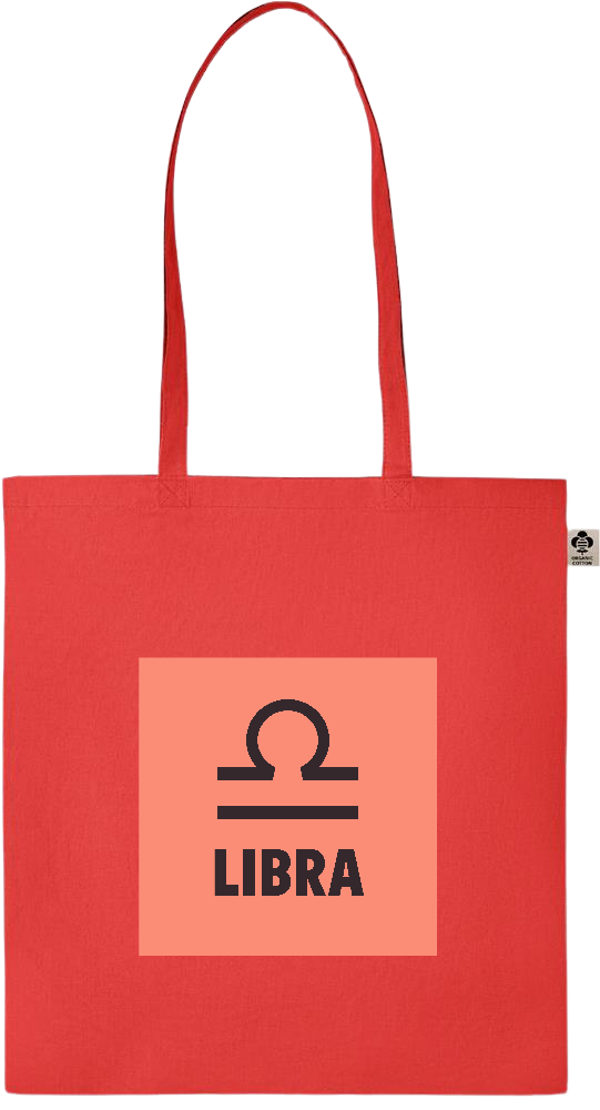 Zodiac Libra Design - Essential colored organic cotton tote bag_RED_front