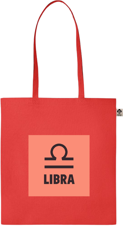 Zodiac Libra Design - Essential colored organic cotton tote bag_RED_front