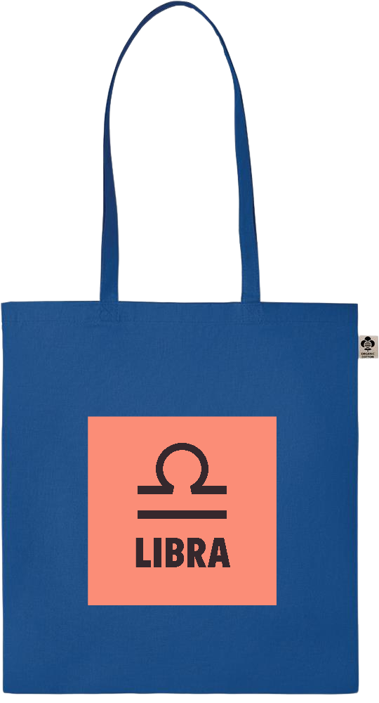 Zodiac Libra Design - Essential colored organic cotton tote bag_ROYAL BLUE_front