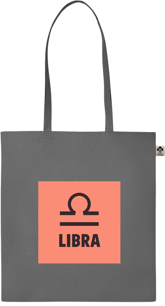 Zodiac Libra Design - Essential colored organic cotton tote bag_STONE GREY_front