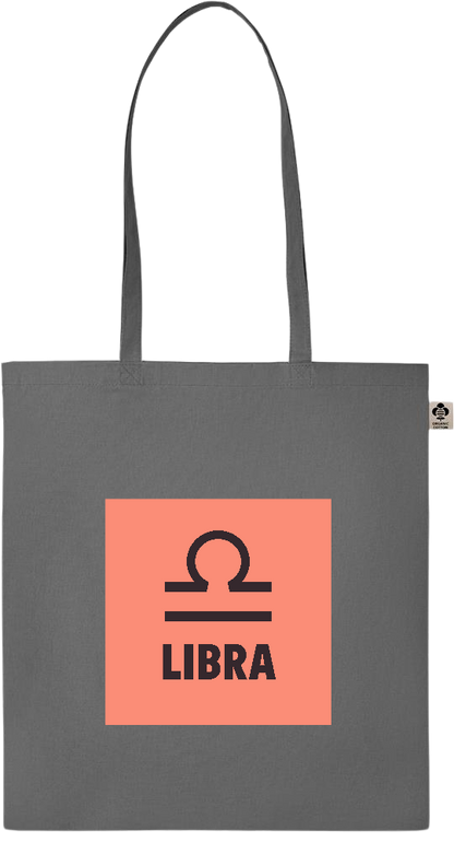 Zodiac Libra Design - Essential colored organic cotton tote bag_STONE GREY_front