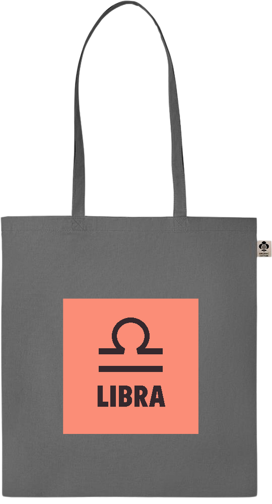 Zodiac Libra Design - Essential colored organic cotton tote bag_STONE GREY_front