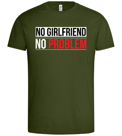 No Girlfriend Design - Premium men's t-shirt_DARK KHAKI_front