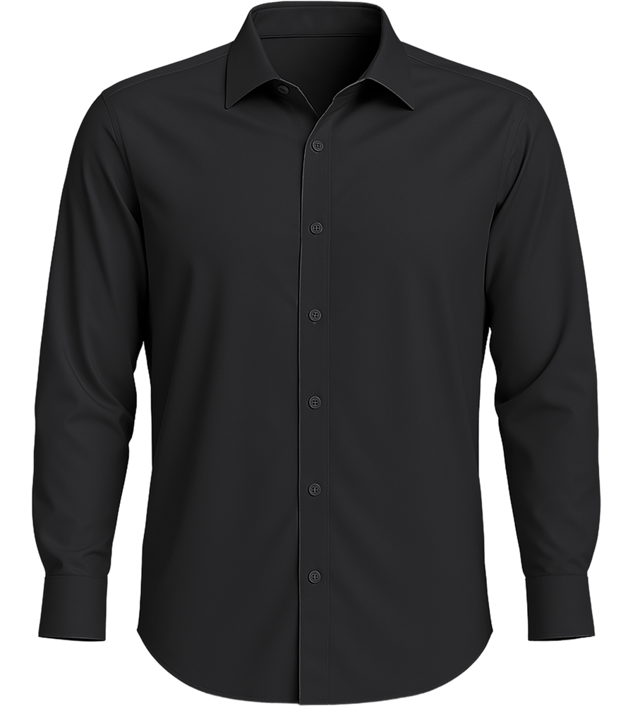 Comfort men's long sleeve stretch dress shirt_BLACK_front