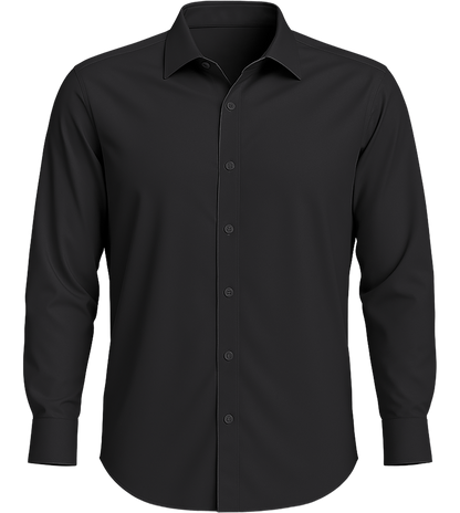Comfort men's long sleeve stretch dress shirt_BLACK_front