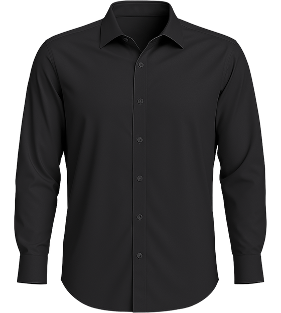 Comfort men's long sleeve stretch dress shirt_BLACK_front